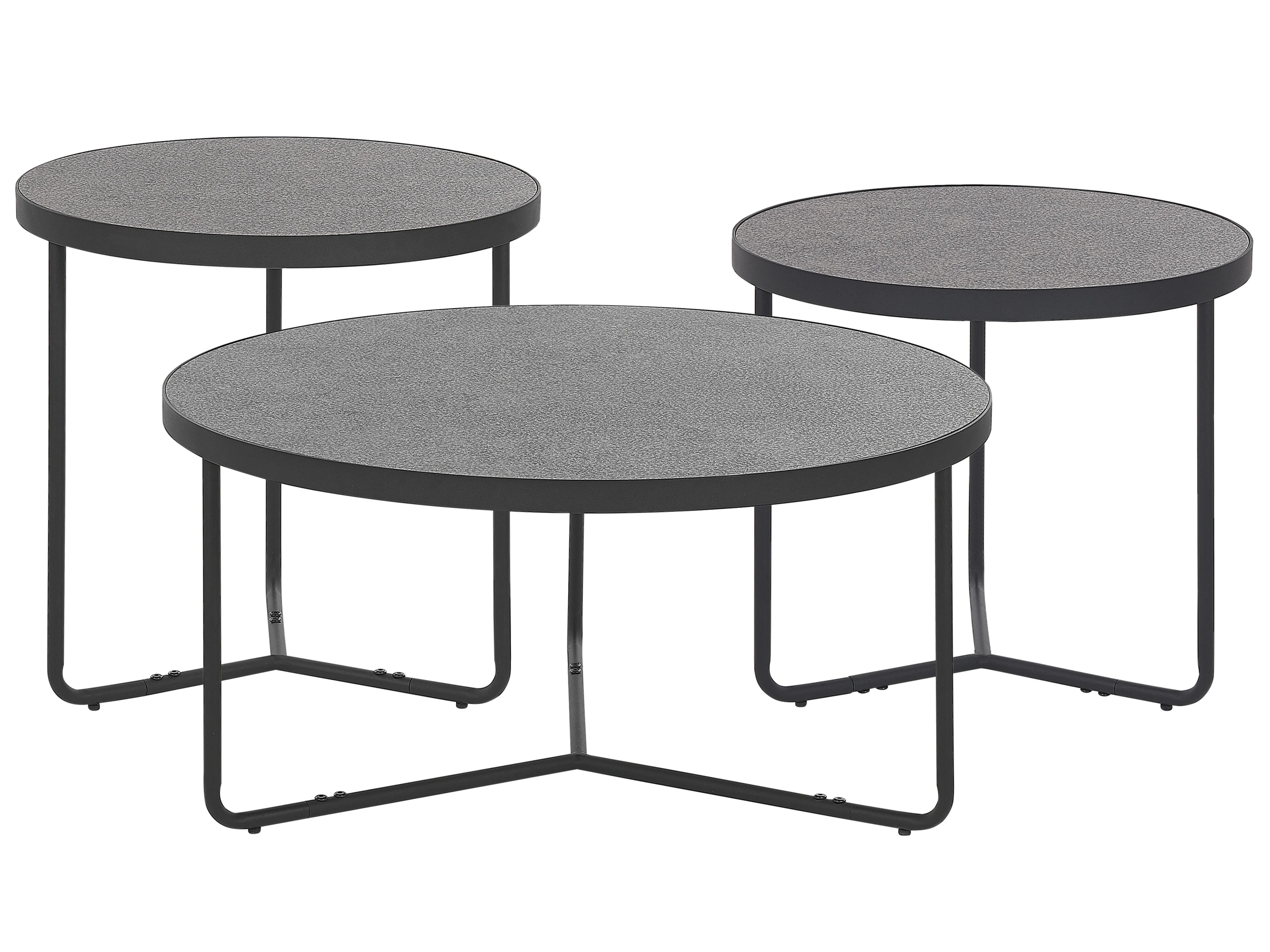 Set of 3 Coffee Tables MELODY Grey Concrete Effect