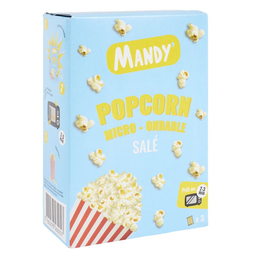 Popcorn salé micro-ondes Mandy 3x80gr