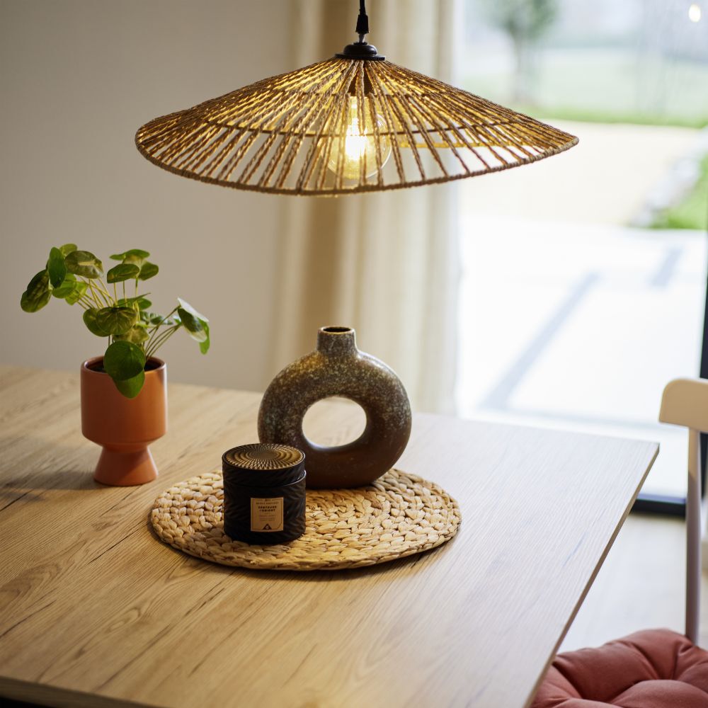 Luminaire à suspension filaire papillon en papier tressé Ø50cm