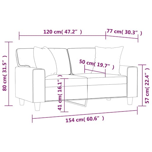 NNEVL 2-Seater Sofa with Throw Pillows Black 120 cm Faux Leather