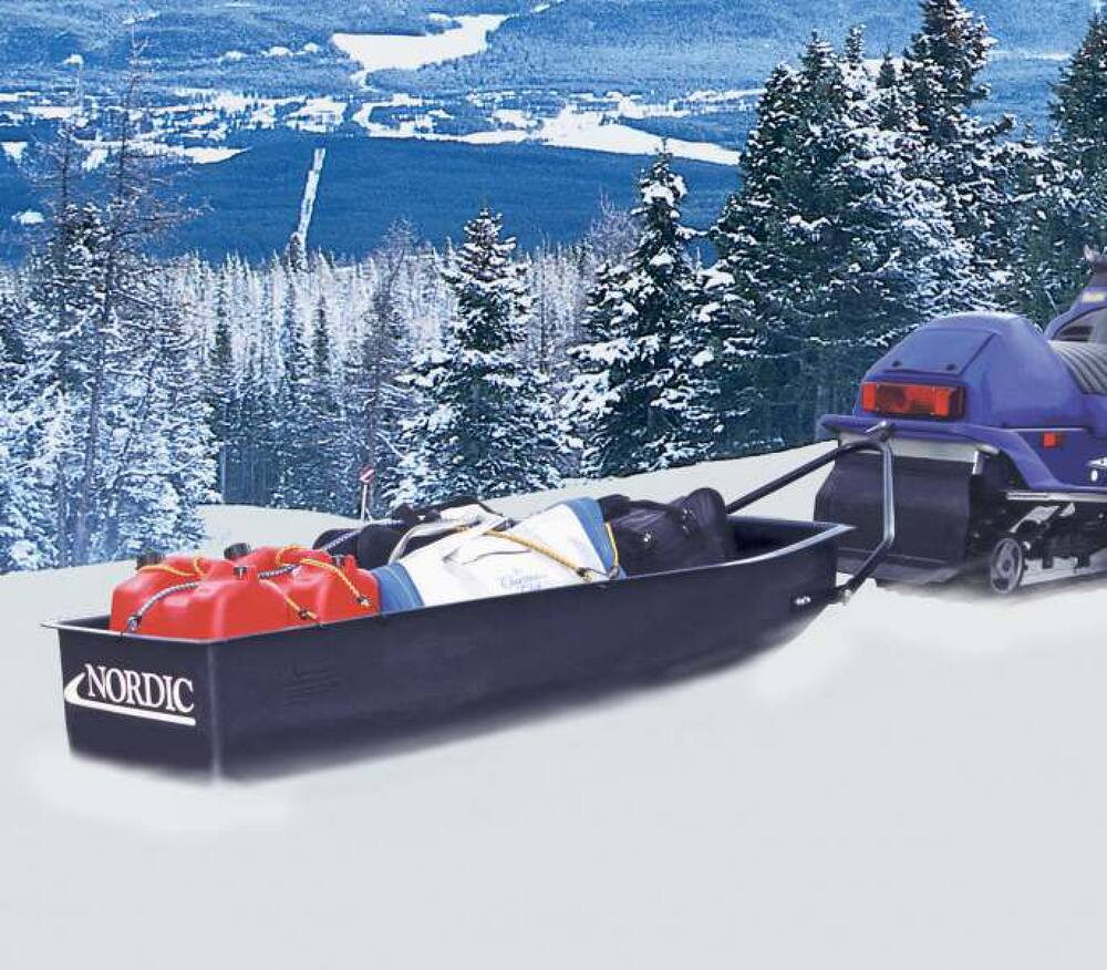 Equinox BG-08622-B Nordic Toboggan Cargo Sled with Hitch, Black, 72-in L x 22-in W x 10-in D