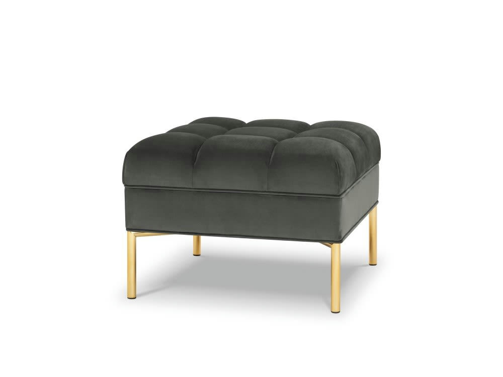 KAROO - Pouf velours gris foncé