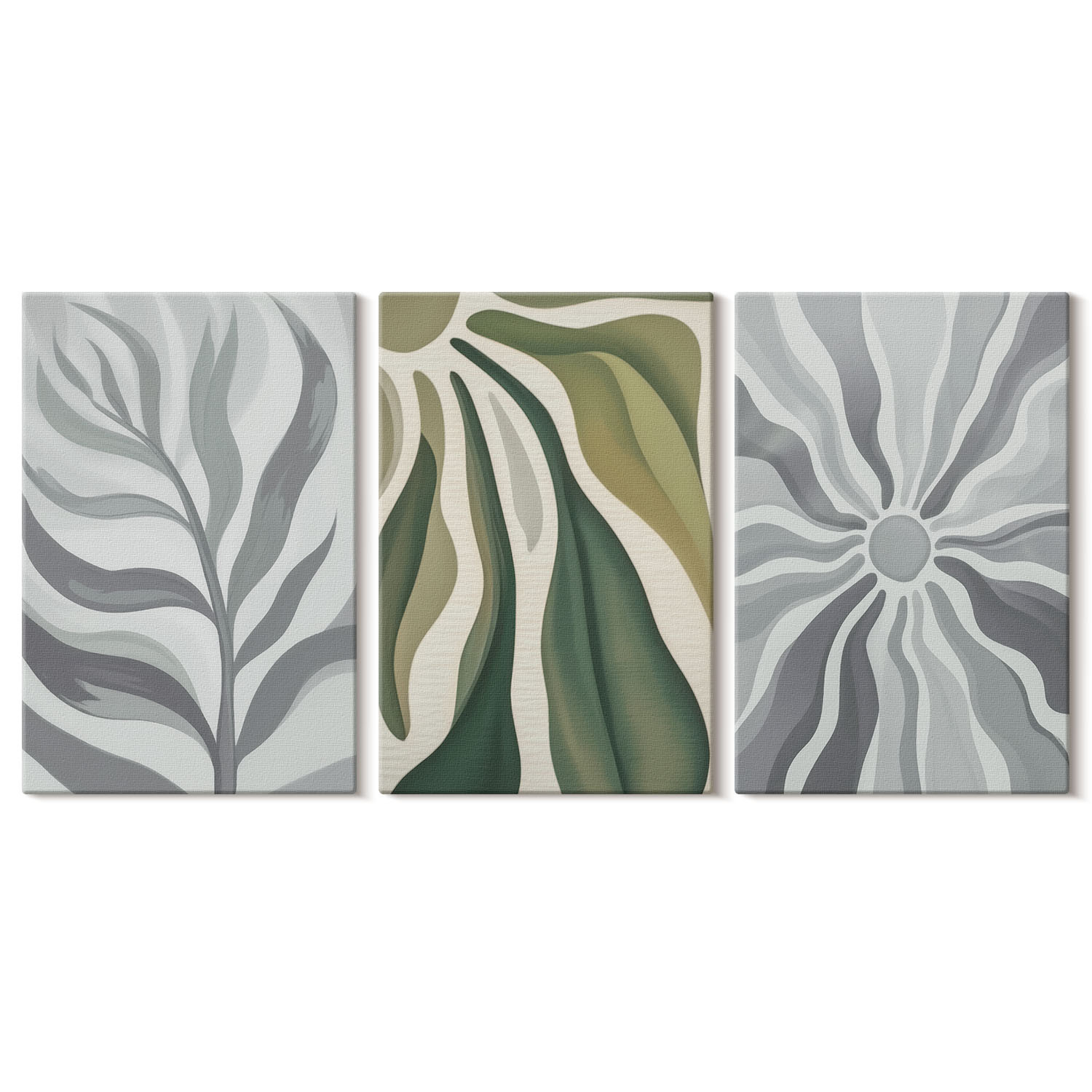 Obraz canvas 3 częściowy Szara zieleń | 3x40x60 | Wallfluent