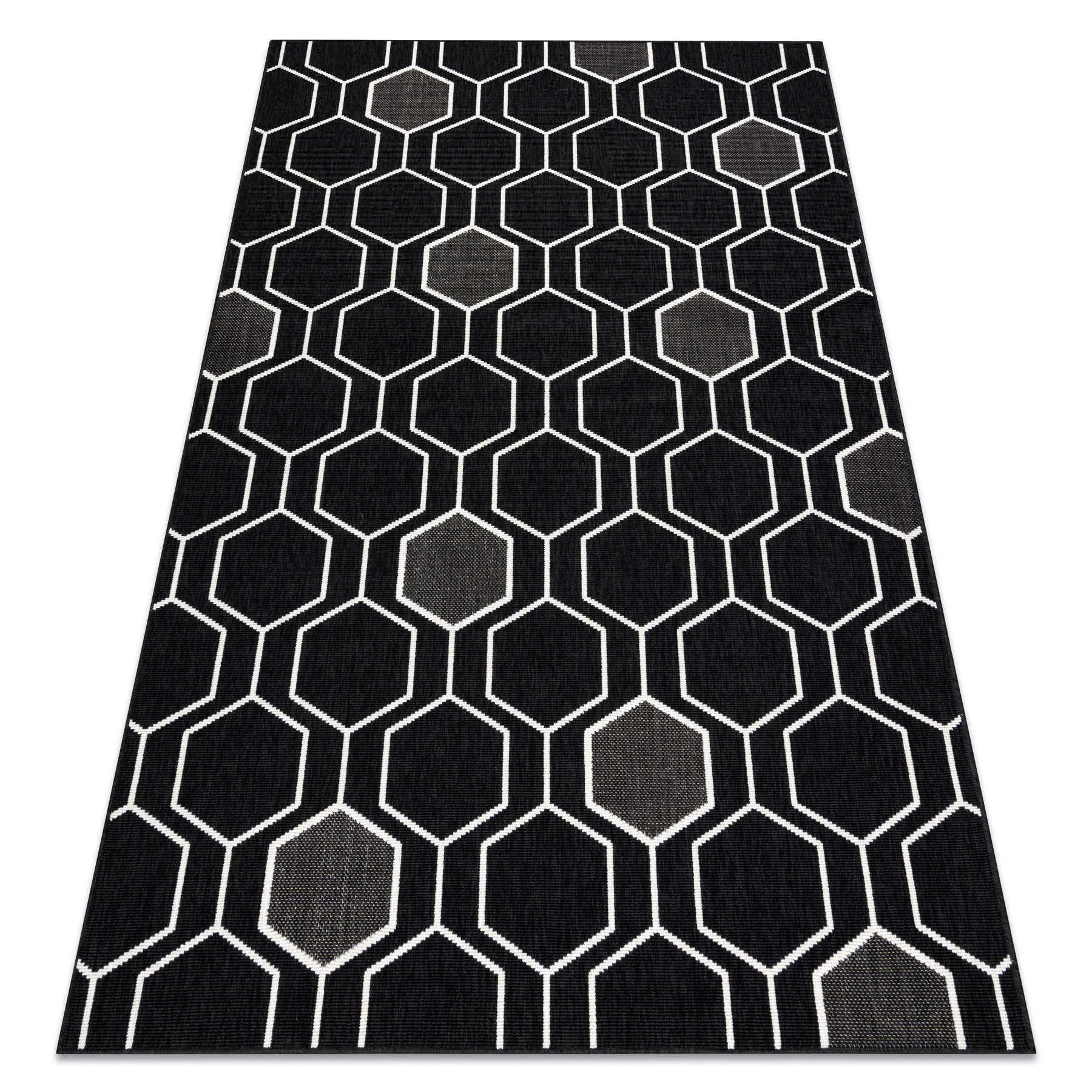 Dywan SPRING 20404993 Hexagon sznurkowy, pętelkowy - czarny 120x170 cm