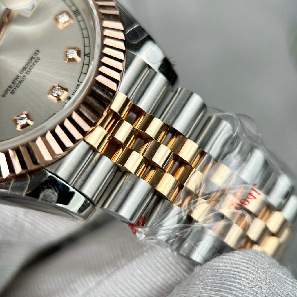 Rolex Datejust 126331 SS/RG Plated Silver Dial CZ Diamonds 41mm Jub Super Clone