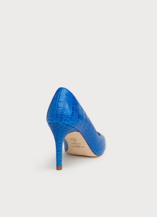 Floret Blue Croc Effect Pointed Toe Courts