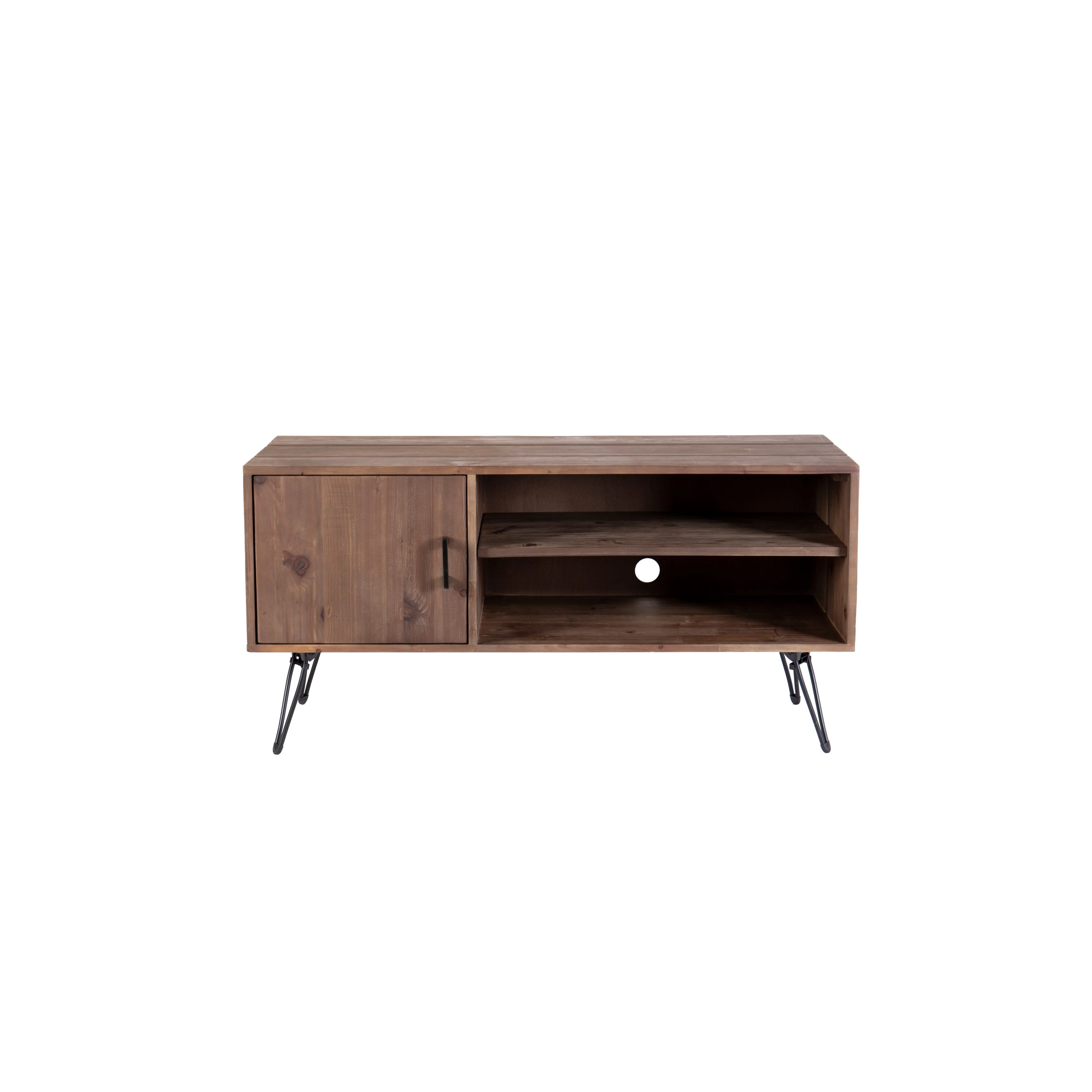 Natural 48 Modern TV Stand with Cabinet & Shelves