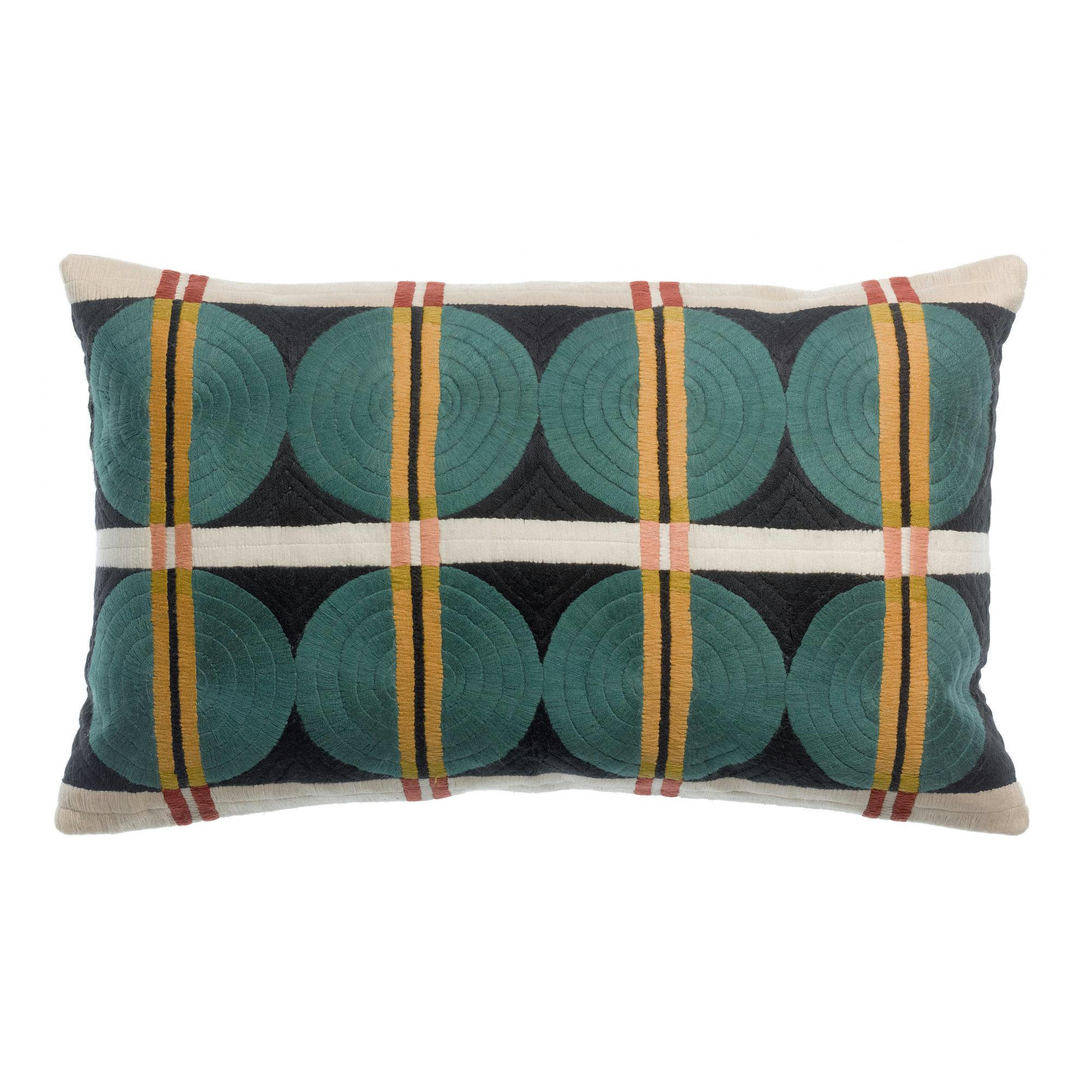 YONI - Coussin brodé  en coton multico 40 x 65