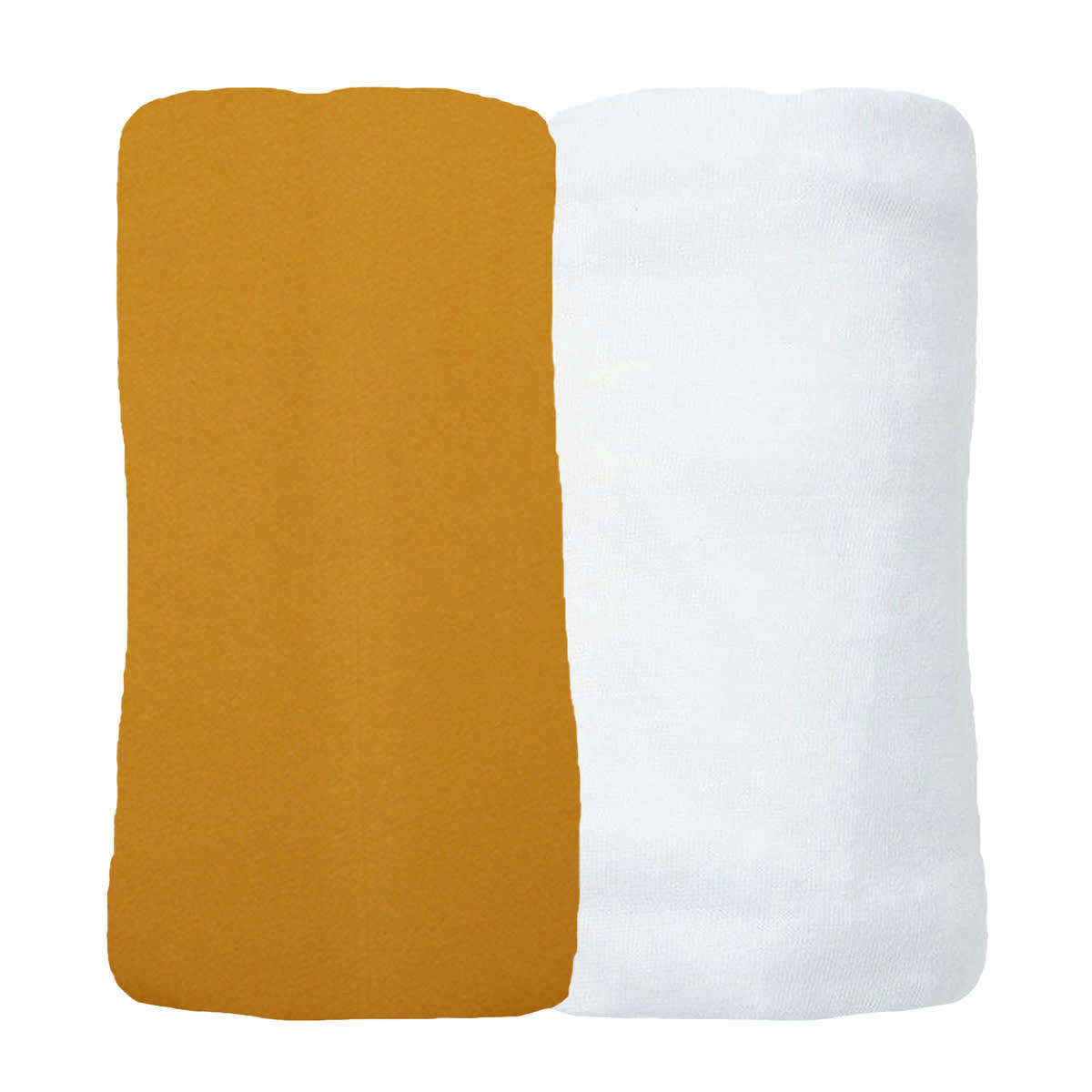 GAMME BIO UNIS - Lot de 2 Draps Housses jersey 40x80 cm Coton bio Ambre/blanc