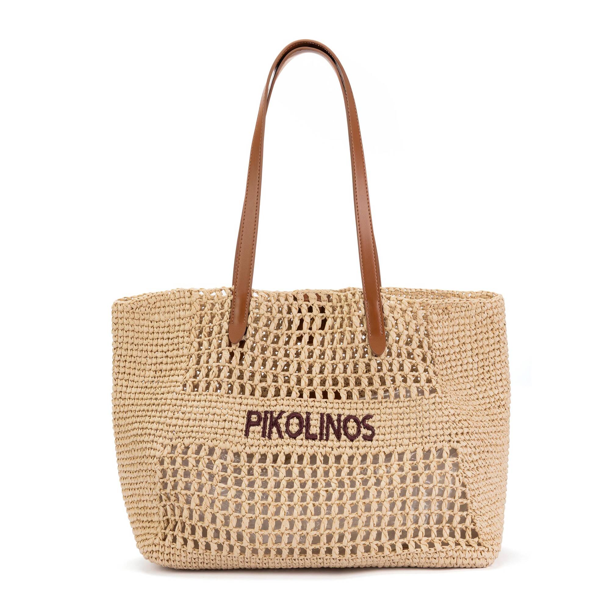 CALONGE - Bolso shopper de rafia para mujer