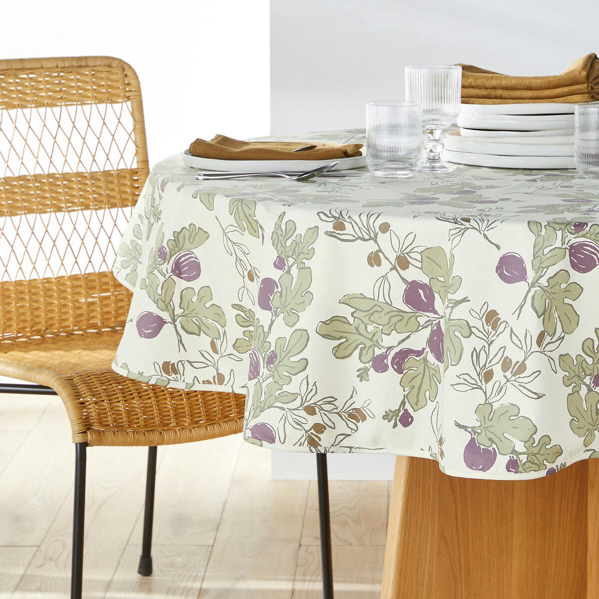 Nappe ronde coton enduit toucher souple, Dogliani