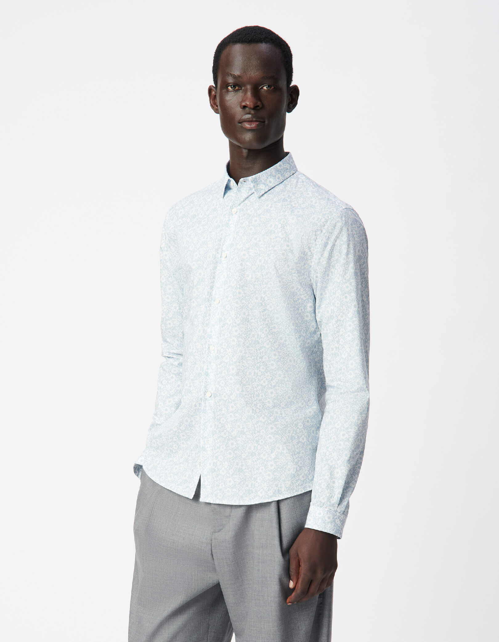 Chemise slim verte tissu Liberty motif fleurs Homme