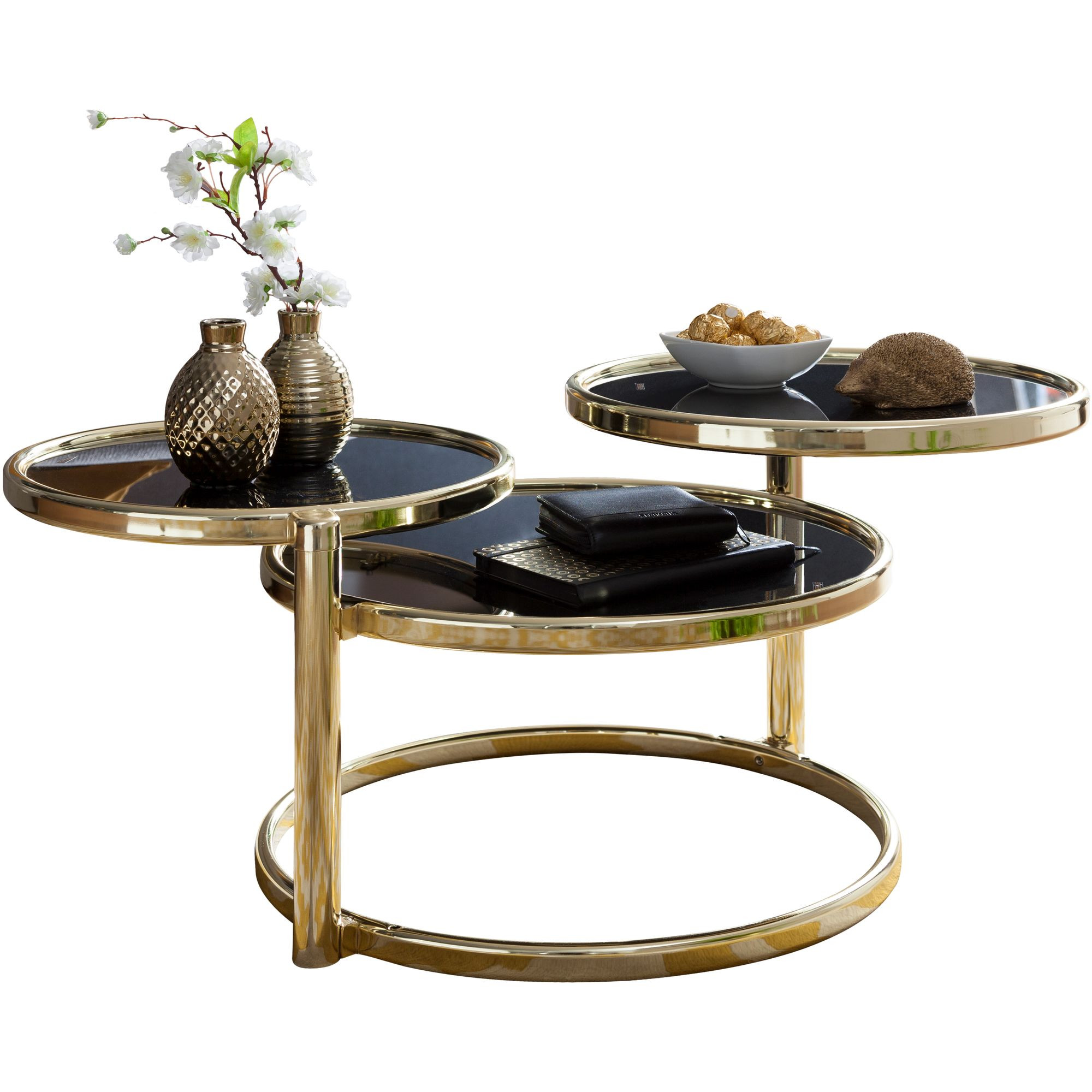 FineBuy Stolik kawowy metal czarny