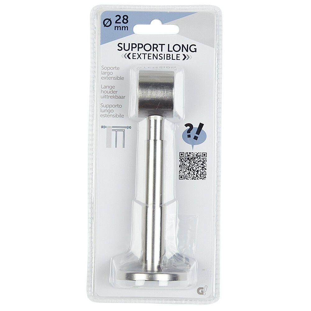Support long extensible pour tringle gris métal