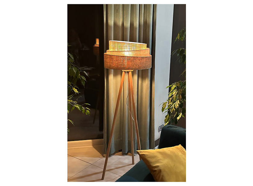 Lampa podłogowa Yute Trio tkaninowa beżowa