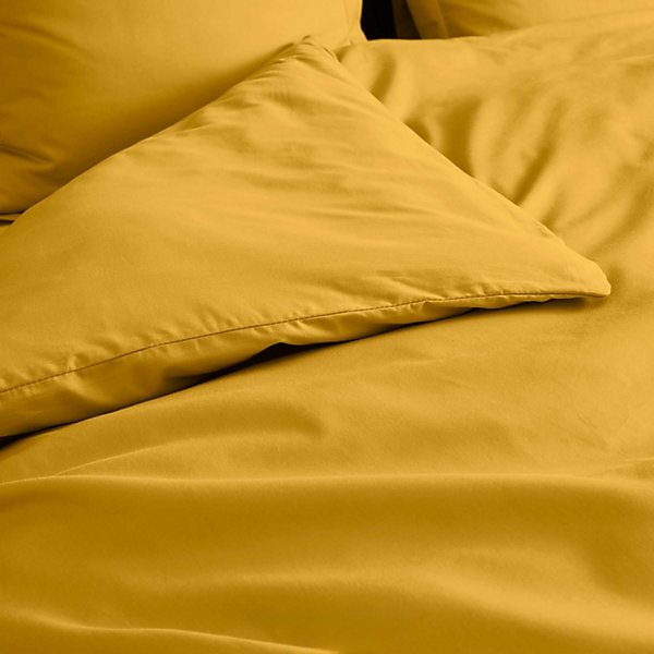 Housse de couette 100% Percale de Coton ORIGINE (240x220 cm - Jaune Curry)