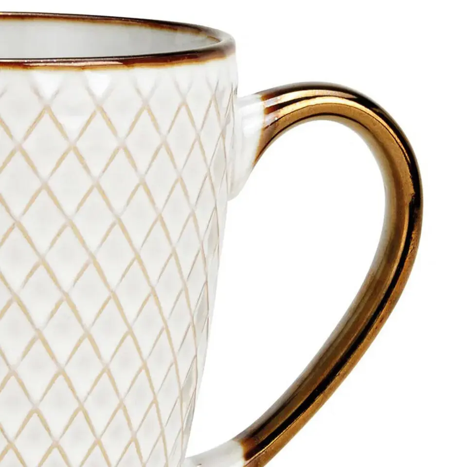 Secret de Gourmet Koffiemok Marbella - 1x - Keramiek - wit/goud