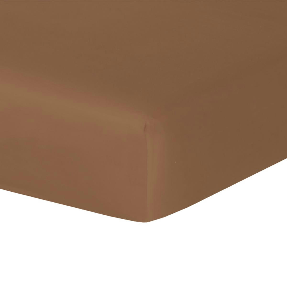 JULIA - Drap housse satin de coton  160x200x30 caramel