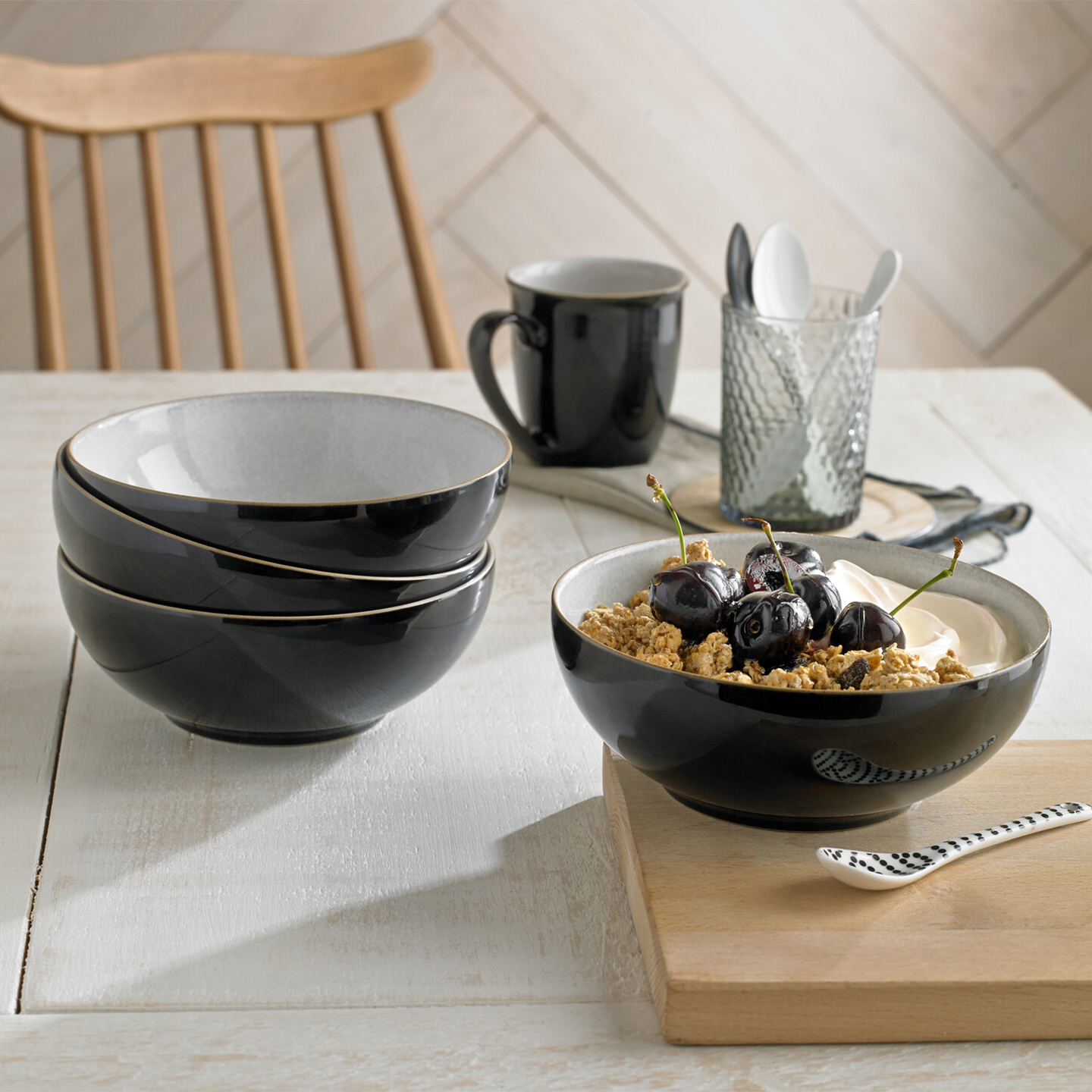 Elements Black Cereal Bowls - Set Of 4
