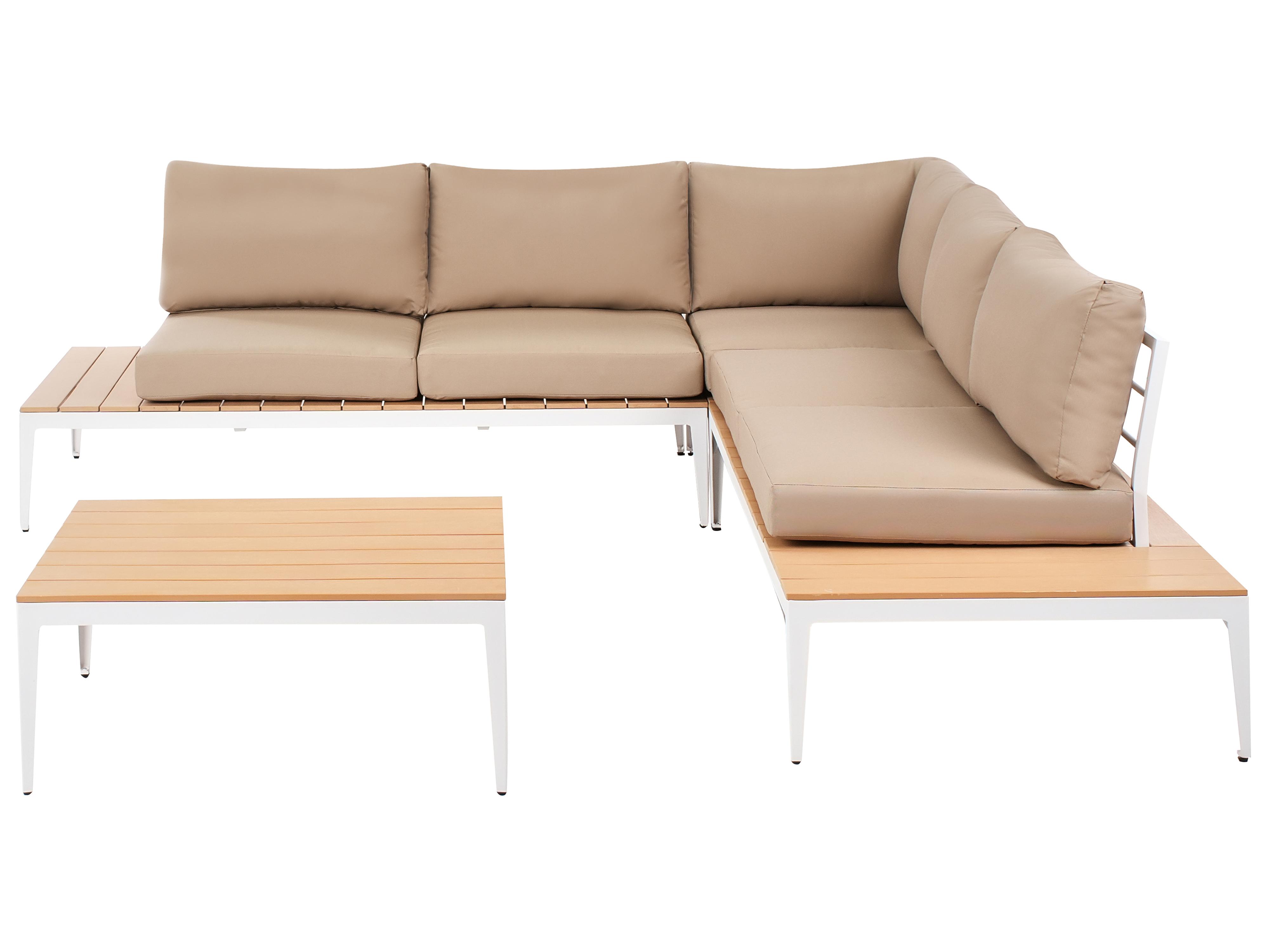 Garden Corner Sofa with Table 5 Seater POSITANO Light Brown