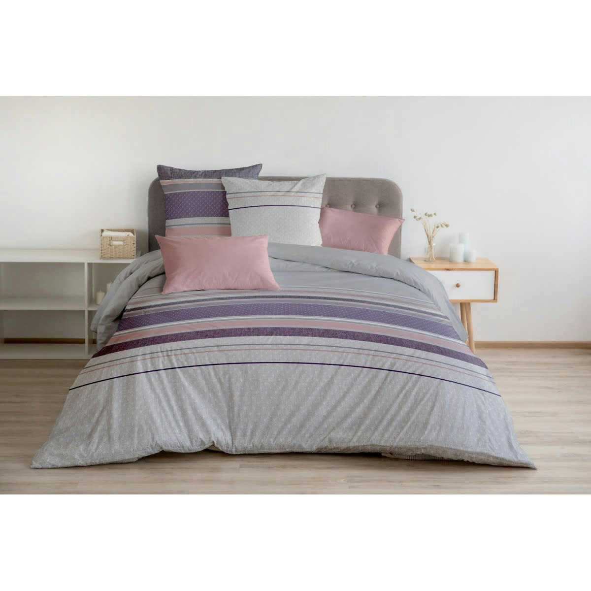 LE BAYADERE - LE BAYADERE Parure de couette 100% coton - Violet - 240x260 cm