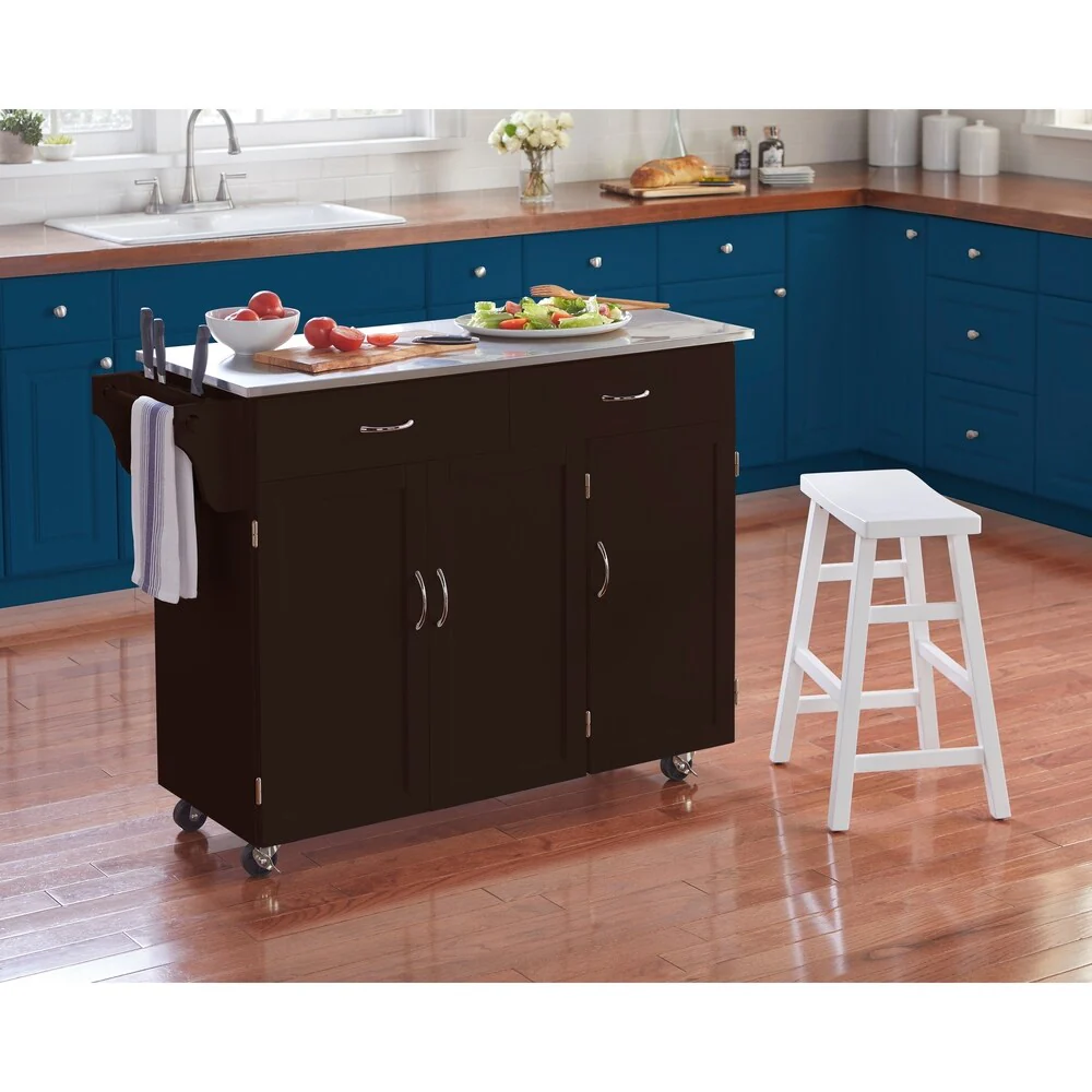 Simple Living Addie Rolling Kitchen Cart with Stainless Steel Top