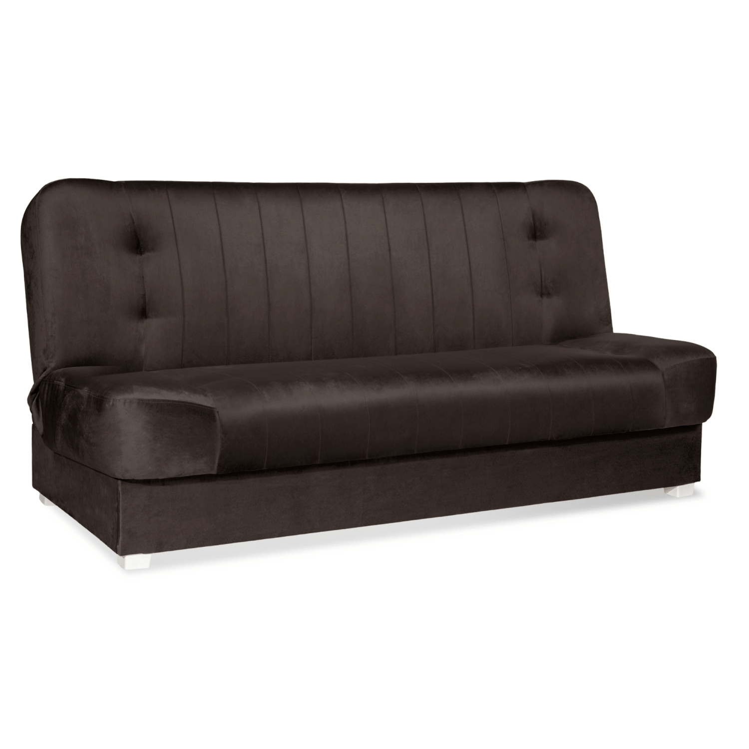 Wersalka Rozkładana Sofa Z Funkcją Spania Dwuosobowa Welurowa Brąz PIANO 2