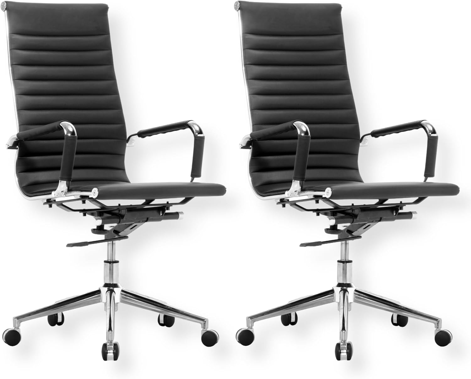 SUNLINE Pack of 2 Ergonomic Office Chair, Mesh Back Desk Chair Comfy Adjustable Height, Armrests, and Rolling Wheels, Modern Black Design for Work, Conference and Home Office Desk Chairs