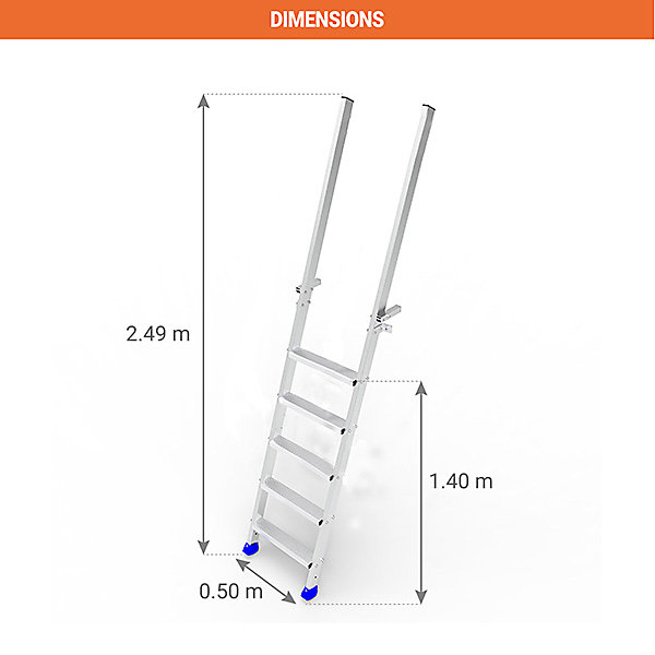 Echelle d'accès camion 5 marches - Fixation par aimants - Sans rampes - MAC140-SR
