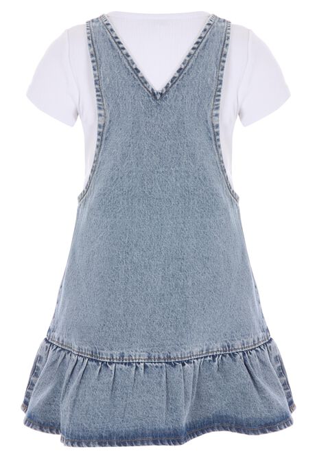 Younger Girls Blue Denim Bow Dress & T-Shirt Set