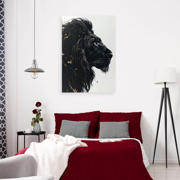 Obraz na płótnie do salonu sypialni biura, Lew zwierze Glamour Złoto 20x30