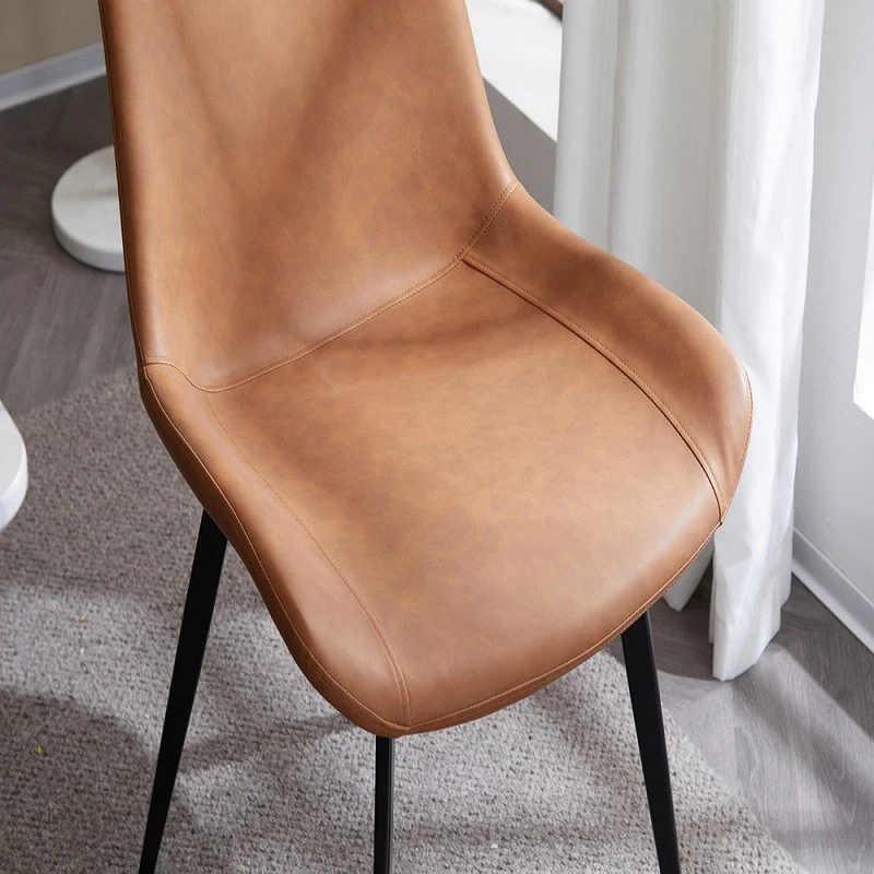 4pcs Disassembled PU Iron Pipe Curved Dining Chair