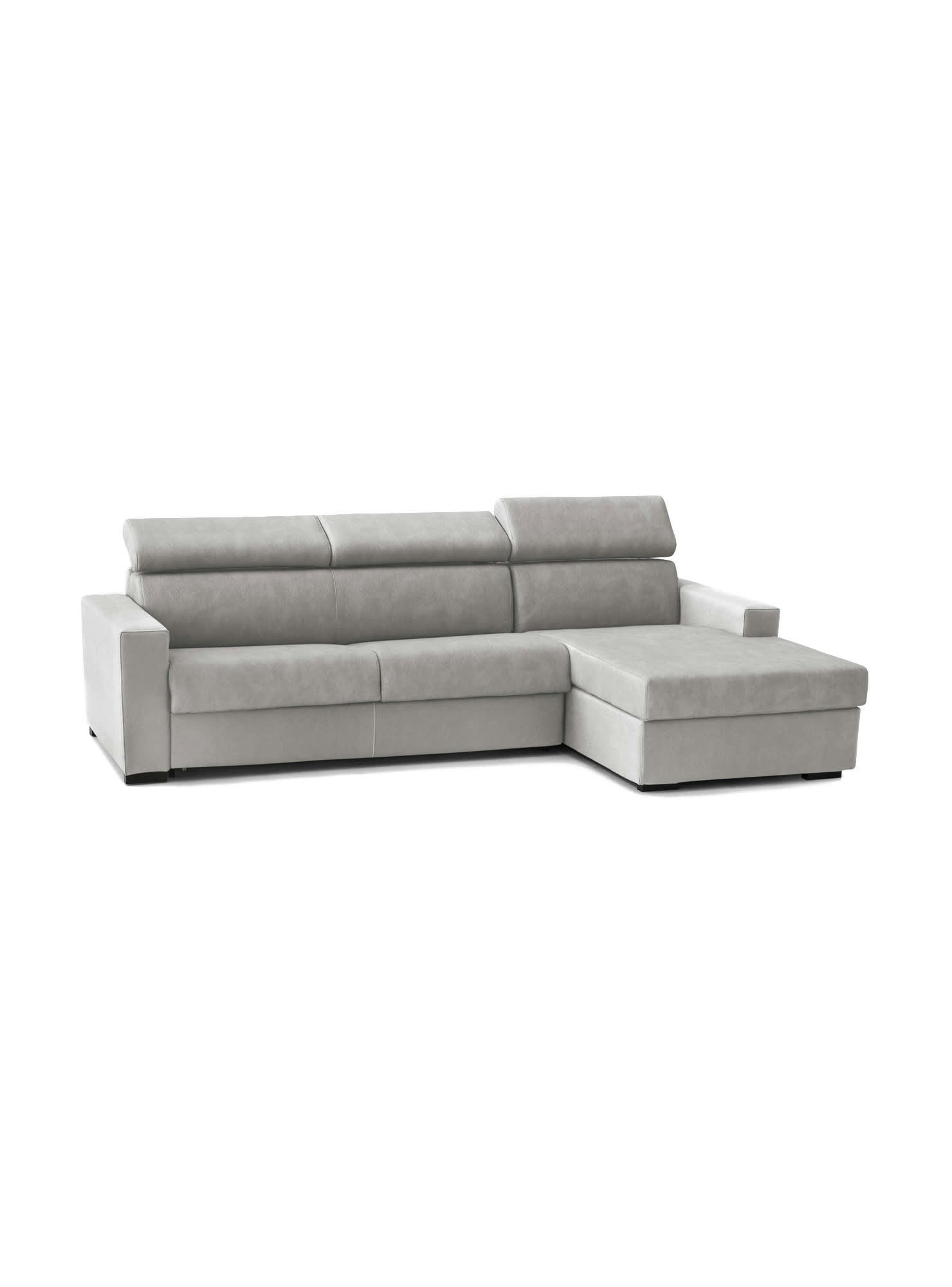 DIOANNO - Canapé d'angle fixe 3 places en tissu gris