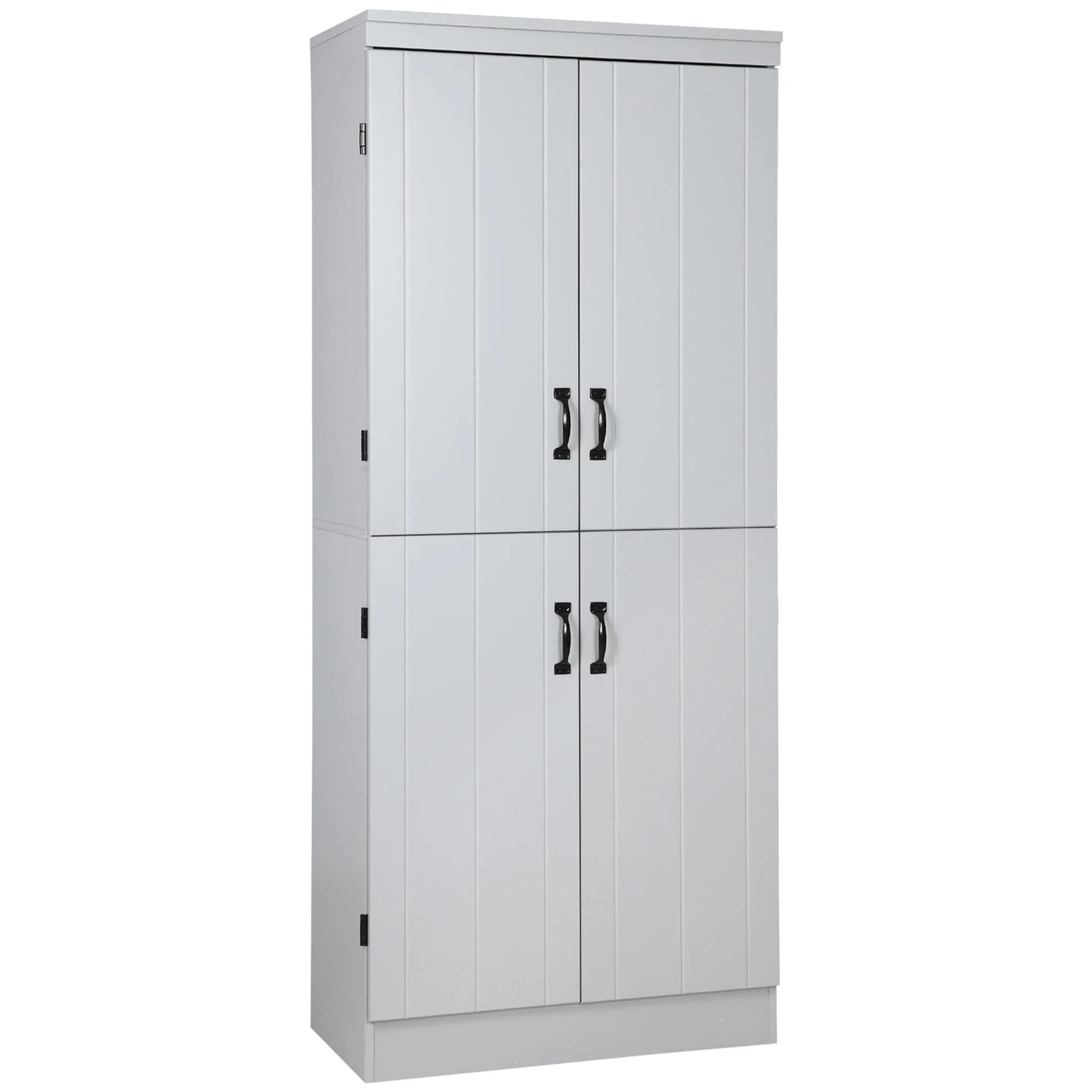 HOMCOM 70 4-Door Kitchen Pantry, Freestanding Storage Cabinet, 6-tier Cupboard with Adjustable Shelves for Living Room