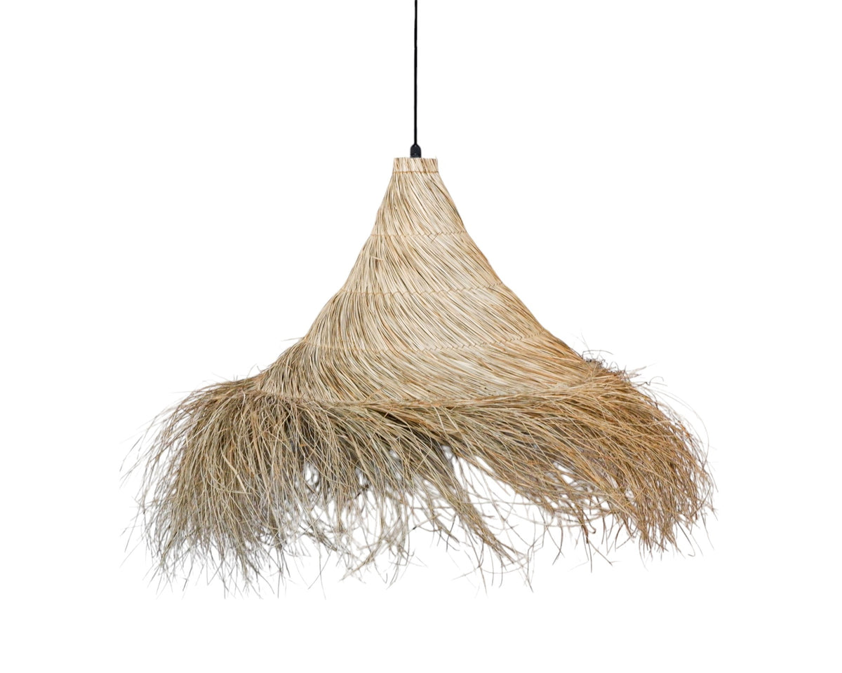 Grote Raffia Hanglamp Ø110 cm – Handgemaakte Boho Plafondlamp van Natuurlijk Gras – XL Natuurlijke Lamp voor Horeca, Woonkamer of Eettafel – Tropis...