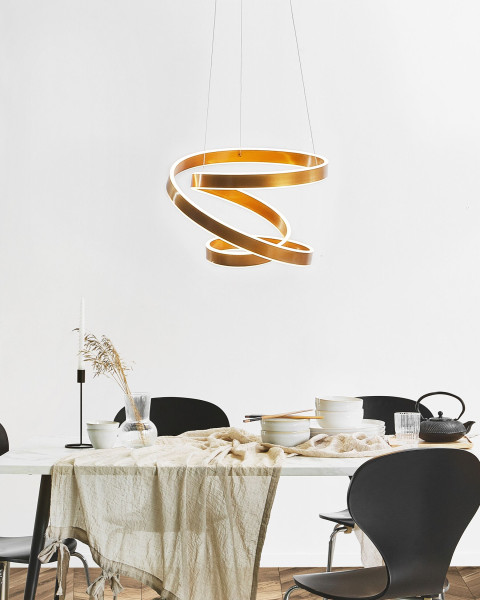 Lampa wisząca sufitowa LED pętla dekoracyjna złota