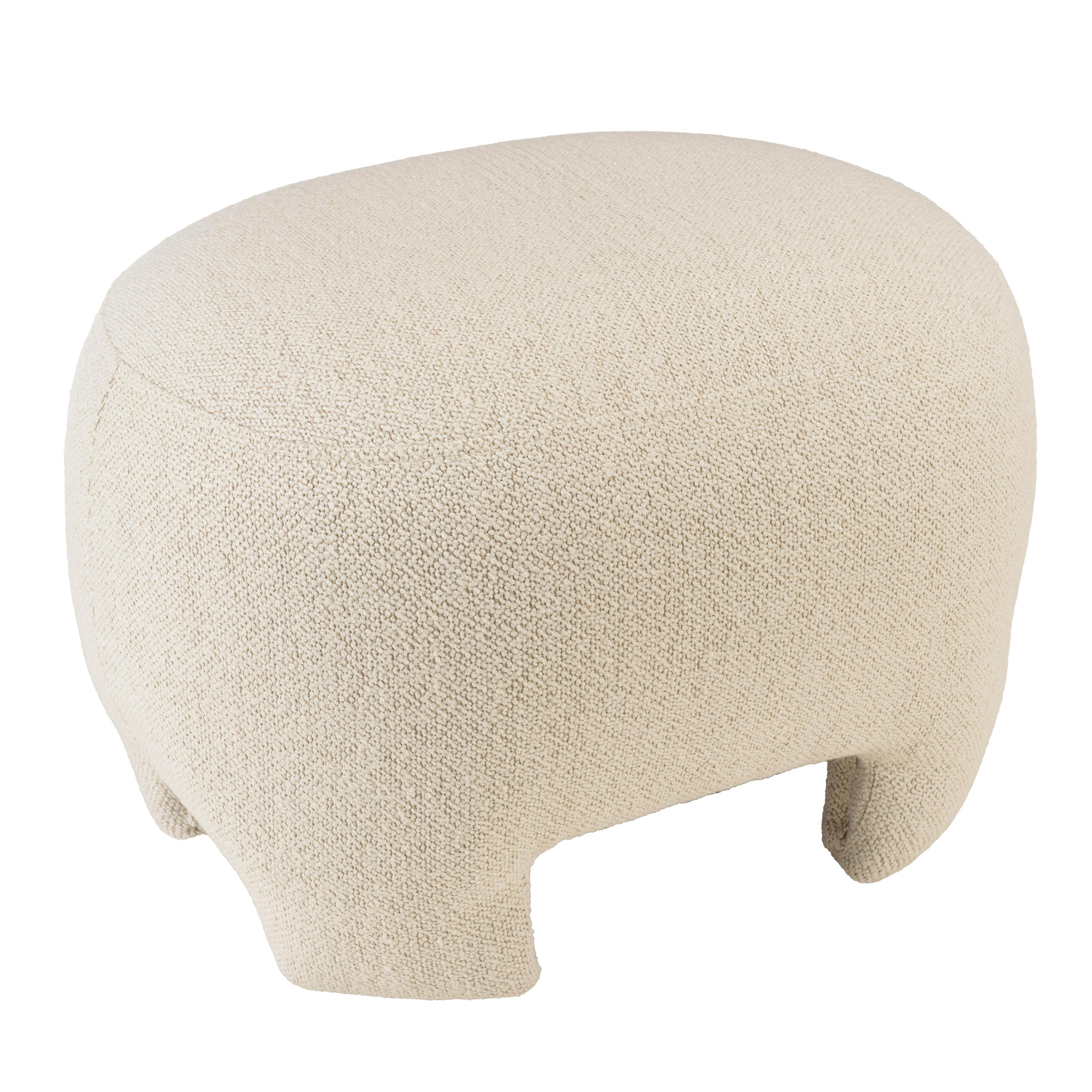 Pouf forme design en tissu petite bouclette beige COLOMBUS