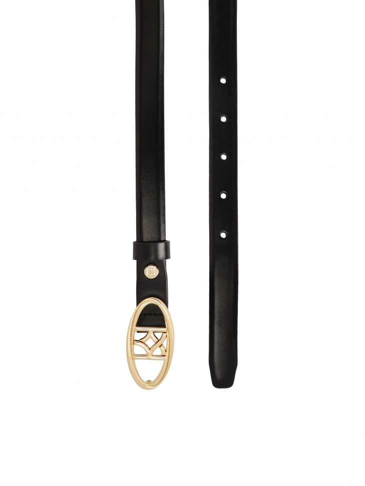 Elegant black belt with oval buckle