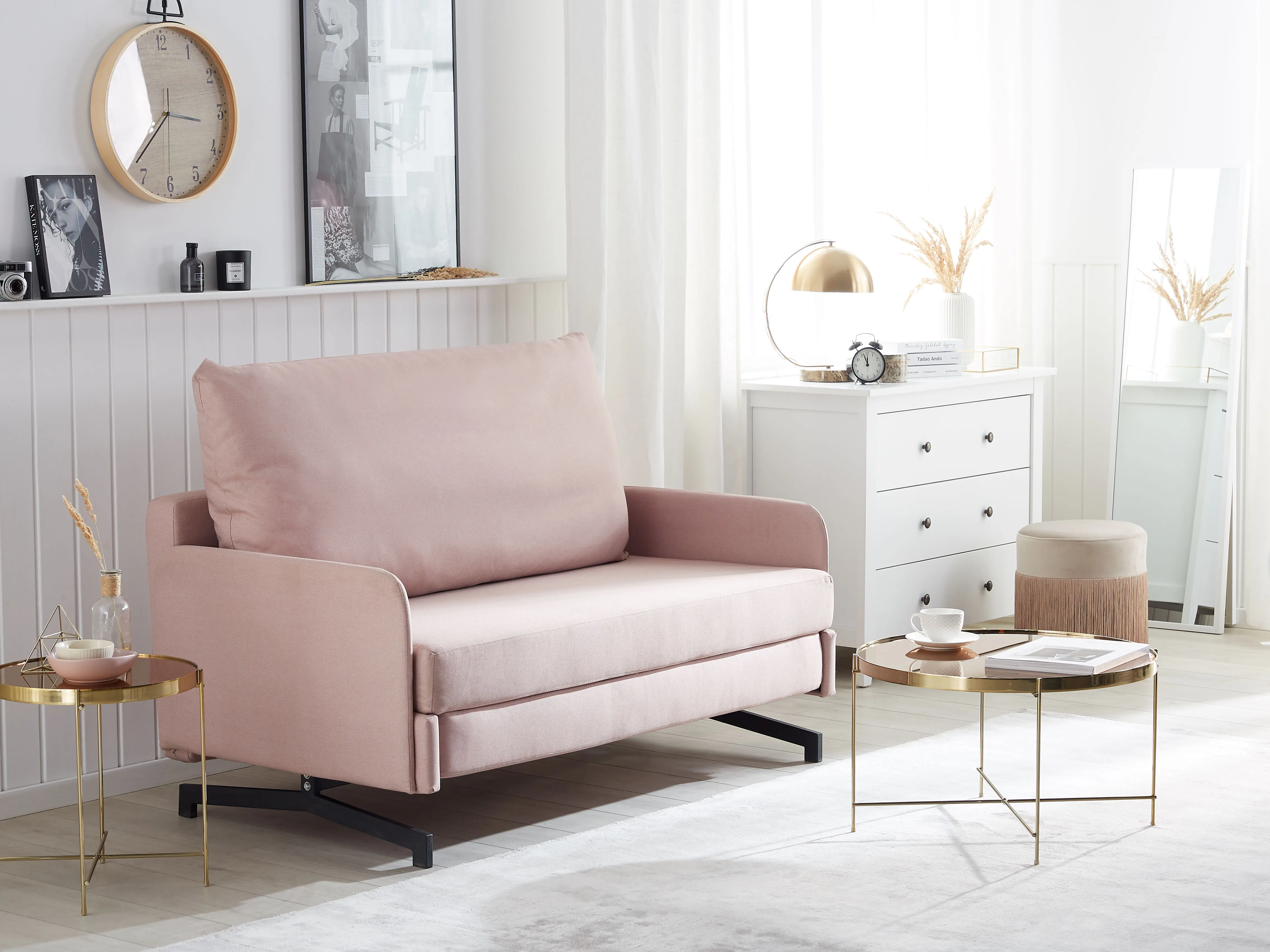 Sofa Bed 2 Seater BELFAST Fabric Pink