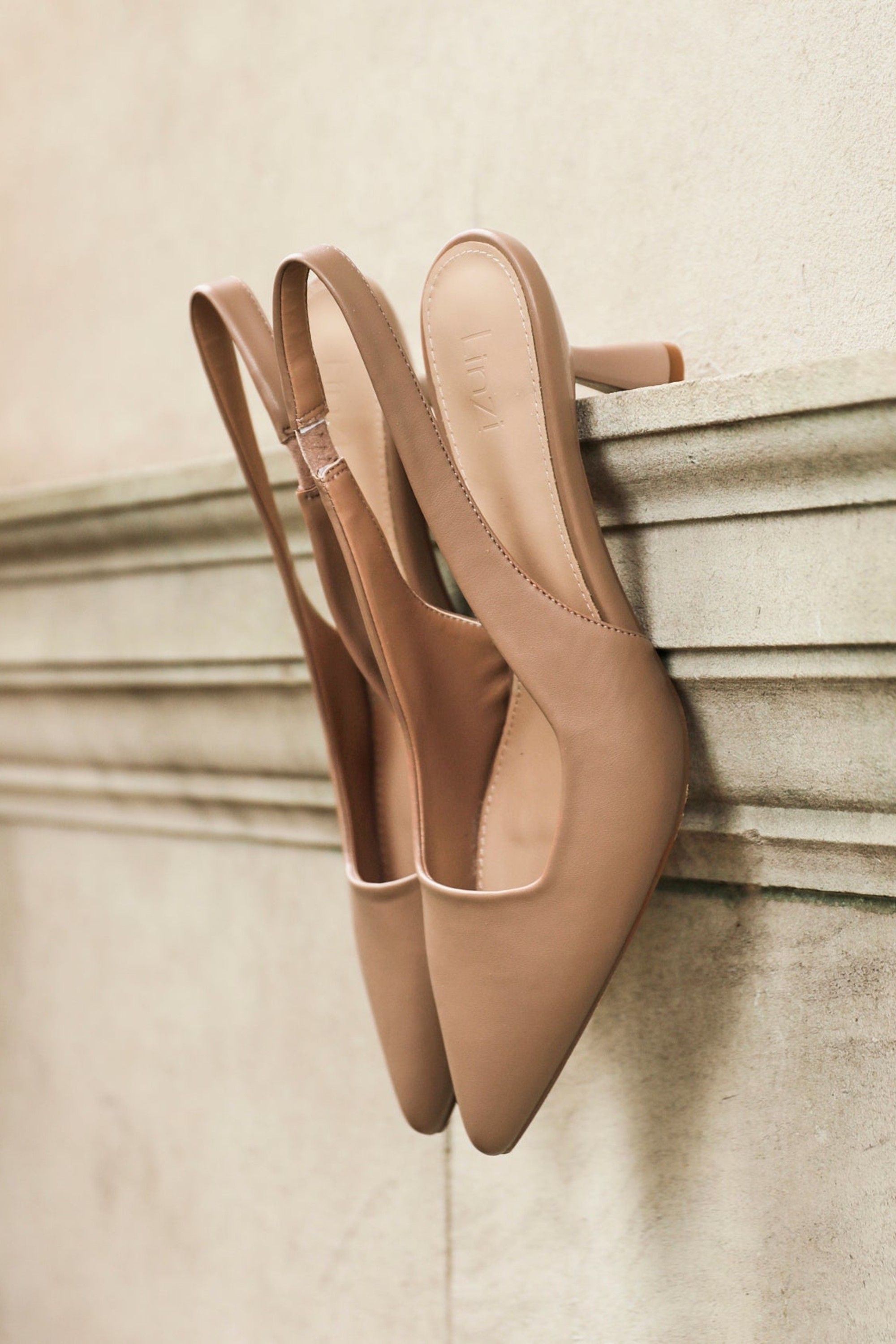 Linzi Presley Mocha Faux Leather Court Heels