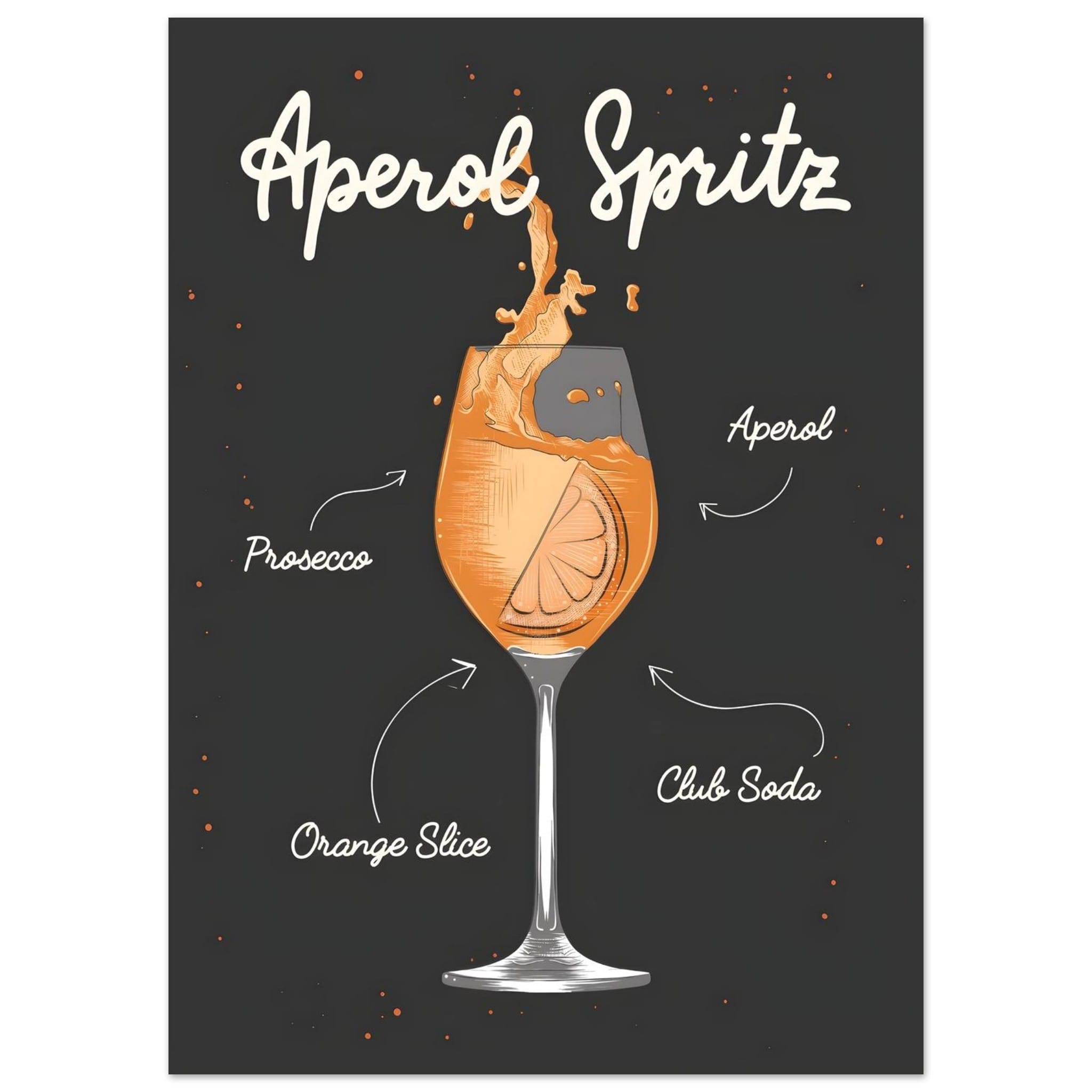 Artfulprints Aperol Spritz cocktail I – Illustratie  poster 50x70 cm