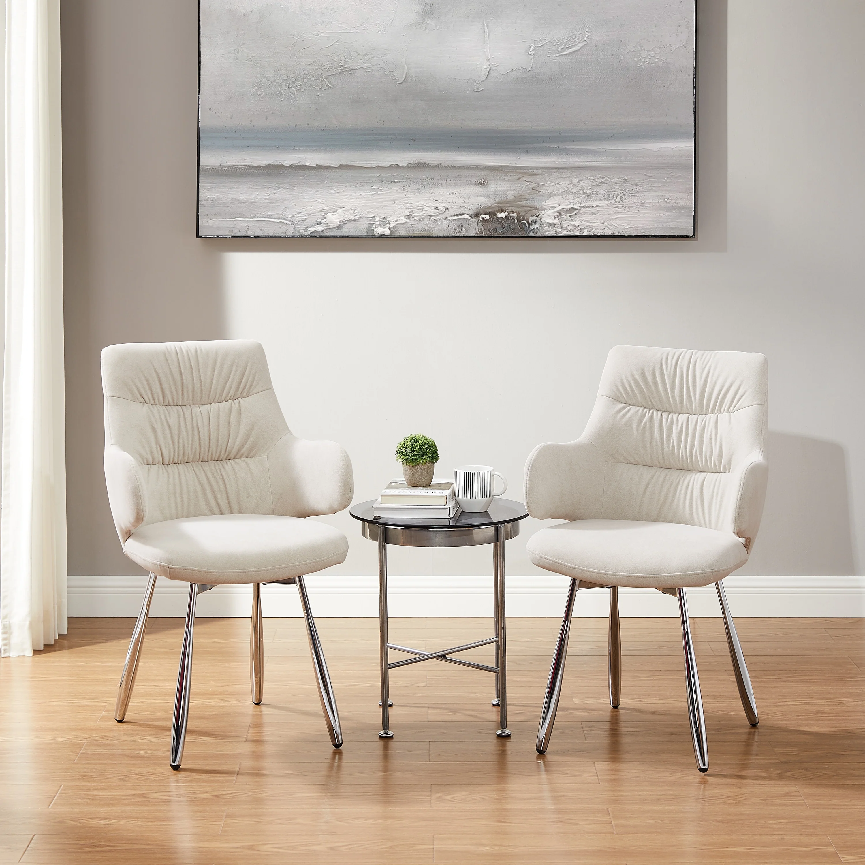 Art Leon Comfortable Velvet Accent Chair (Set of 2)