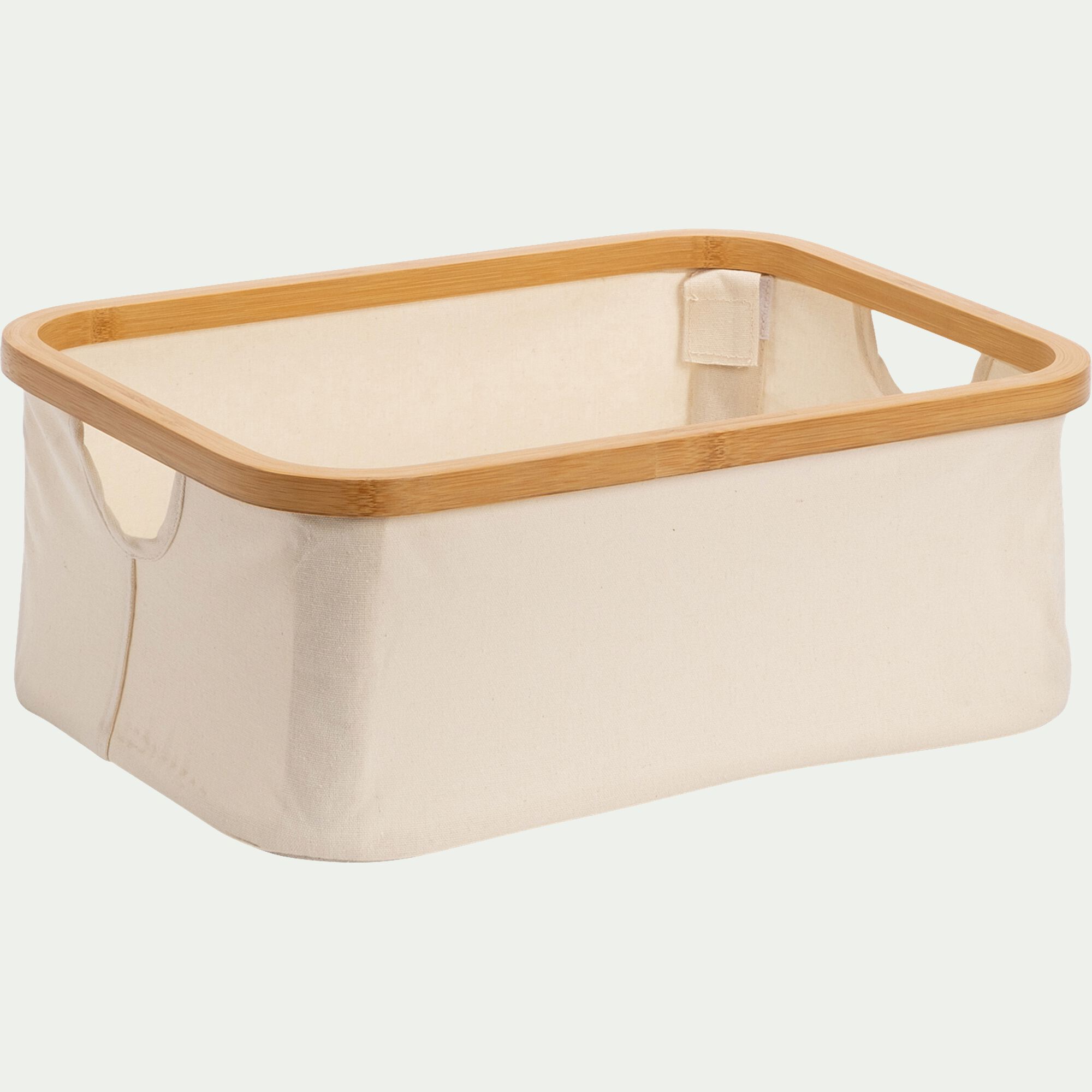 LINO - Panier en polycoton et bambou H15xL40cm - blanc