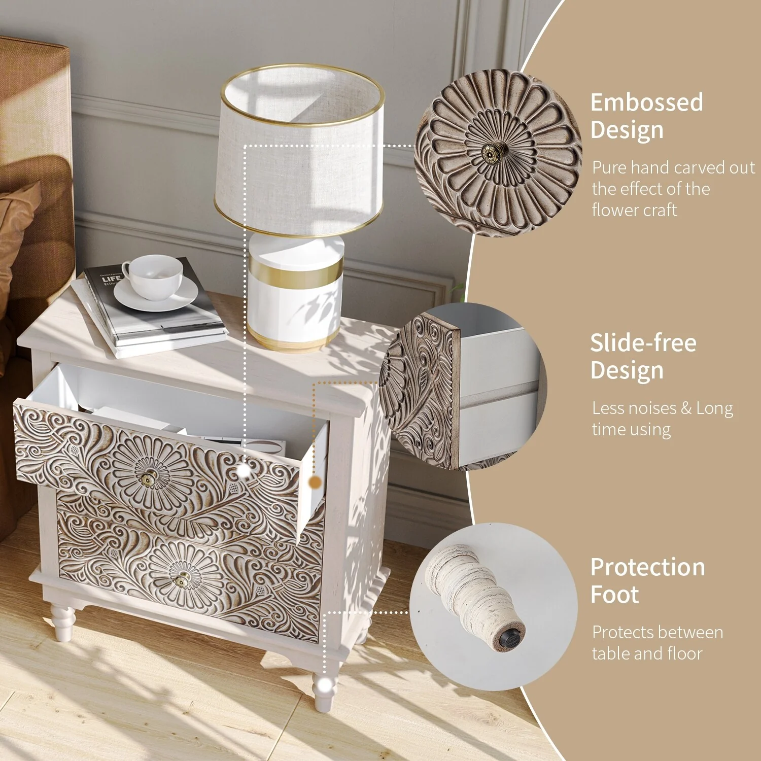 COSIEST Solid Wood Buffets and Sideboards Storage Cabinet