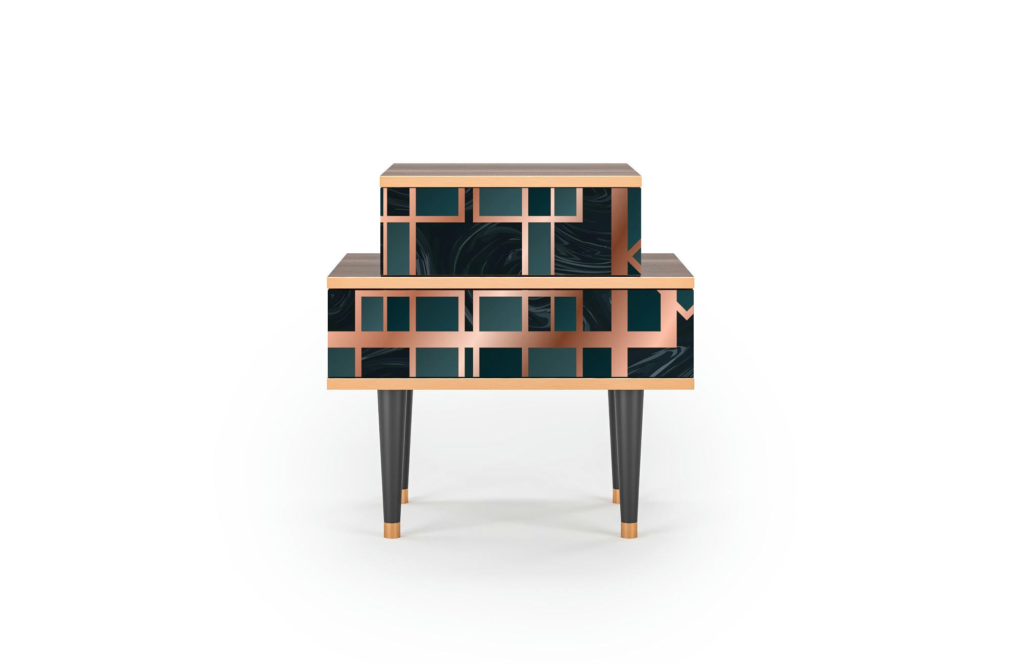 EMERALD METRO - Table de chevet bleu-vert 2 tiroirs L 58 cm