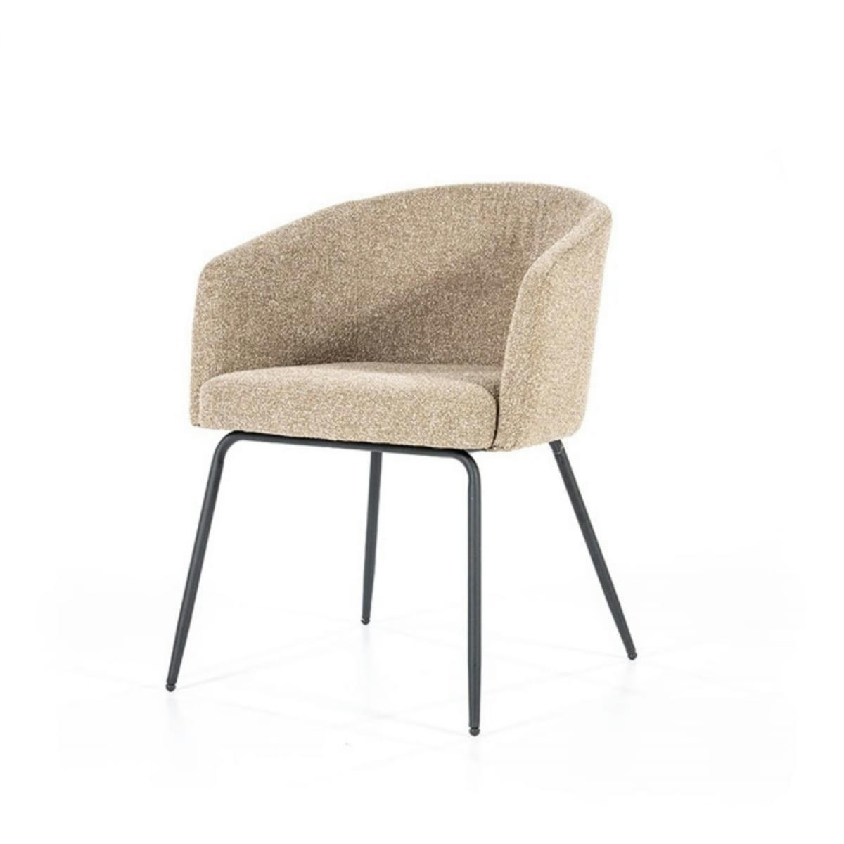 LIZY - Chaise salle à manger en tissu bouclé beige