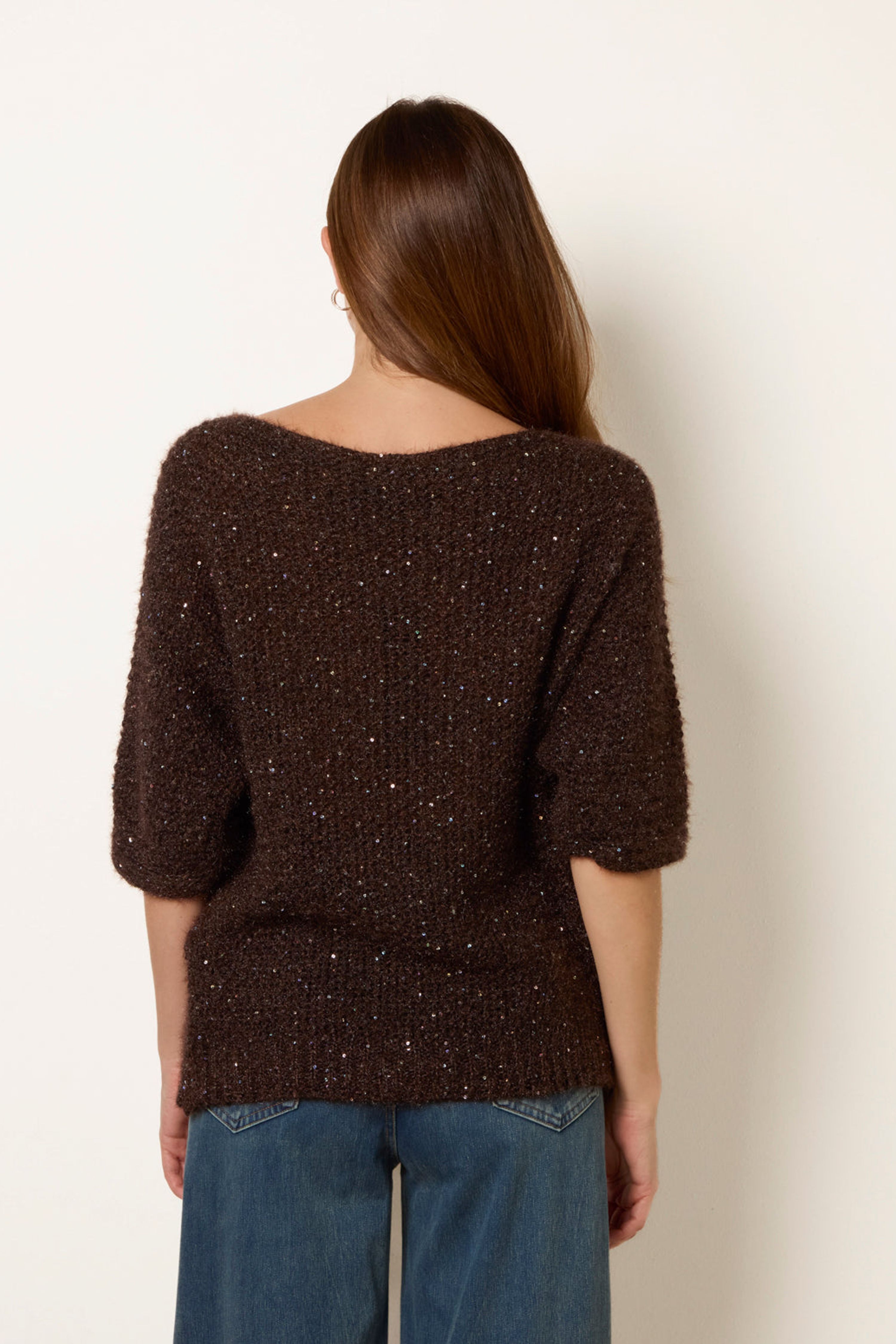 Blue Vanilla Brown Sequin Feather Jumper
