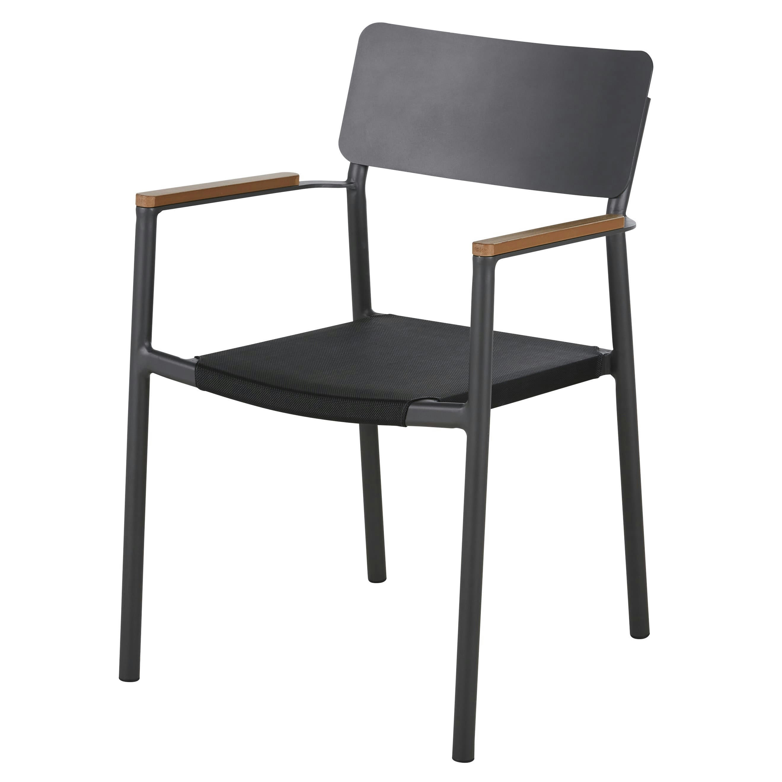 Quepos - Fauteuils à dîner de jardin en toile plastifiée et aluminium gris anthracite (x2)