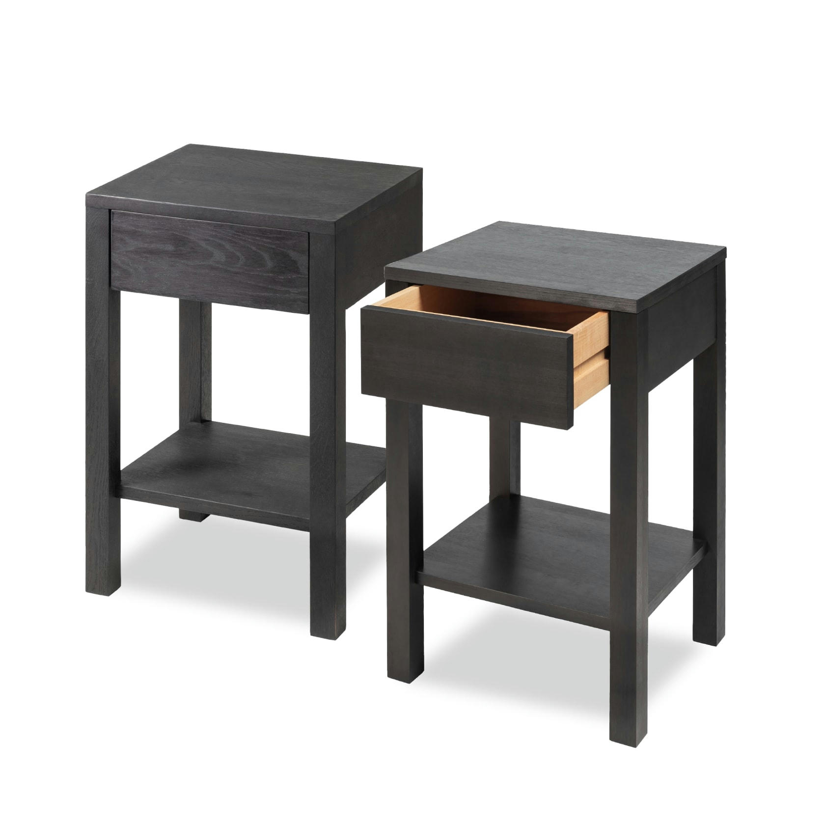 TOMMY - Lot de 2 Table de chevet en hêtre massif noir