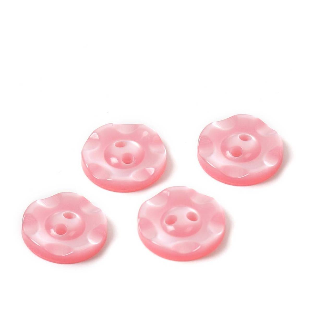 Hemline Pink Basic Scalloped Edge Button 4 Pack